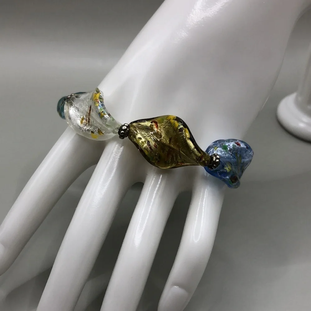 ARTISAN made curled art glass statement bracelet